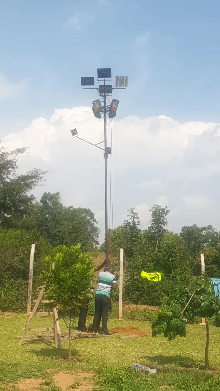 CCTV & Solar Floodlight Mast Installation